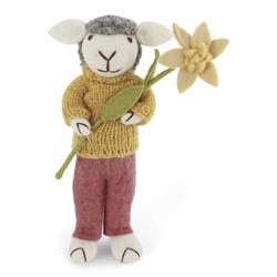 Gry & Sif -Grey Sheep With Yellow Jumper And Daffodil (1 stk tilbage)